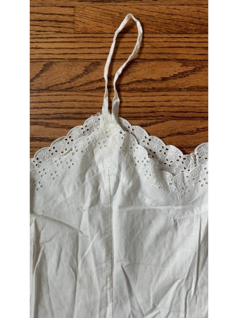 Vintage Antique Victorian White Cotton Tiered Eyelet Slip Dress Gown White - Picture 5 of 11